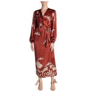 Johanna Ortiz Timeless Concourse Wrap Dress with Cream Embroidery